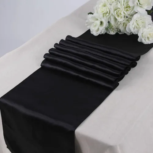 Vista 12 de Elina Home Elina's - Paquete de 10 caminos de mesa de satén de 12 x 108 pulgadas, decoración para banquetes de boda, (azul marino)