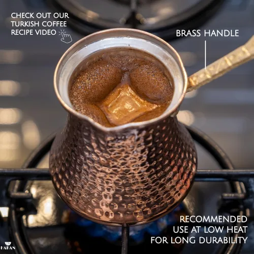 Vista 7 de Cafetera turca Hakan Hervidor de agua para estufa, cafetera, calentador de mantequilla, chocolate y leche Calentamiento uniforme y rápido