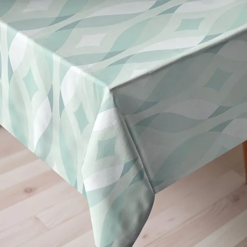 Vista 3 de Ambesonne Mantel de espuma de mar, líneas enredadas con patrón de rombos composición geométrica simétrica, mantel rectangular para decoración