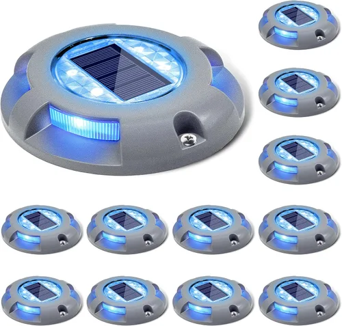 Vista 10 de SIEDiNLAR Luces solares para cubierta, luz LED para muelle de entrada, funciona con energía solar, marcadores de carretera impermeables para jardín