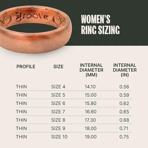 Vista 5 de Groove Life Anillo de boda de goma transpirable para mujer, diseño único, anillo de ajuste cómodo