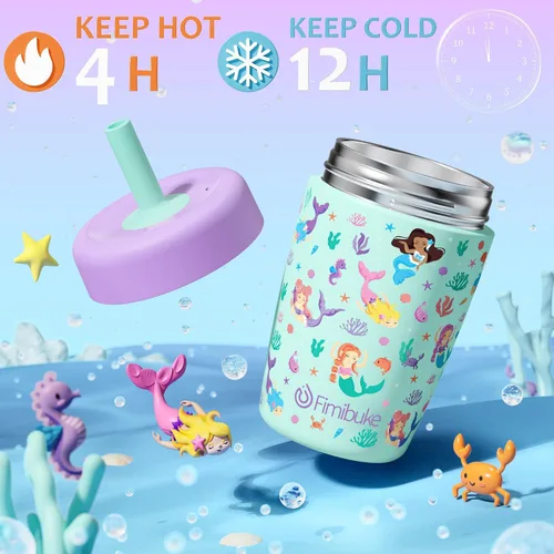 Vista 3 de Fimibuke Vasos para niños y niños pequeños, a prueba de derrames, 12 onzas, con aislamiento Capybara, vaso de paja para niños pequeños, botella