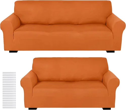 Vista 10 de Peryiter Juego de 2 fundas para sofá de dos plazas Fundas para muebles para sala de estar para sofá, sillón, ajuste elástico, a prueba de arrugas