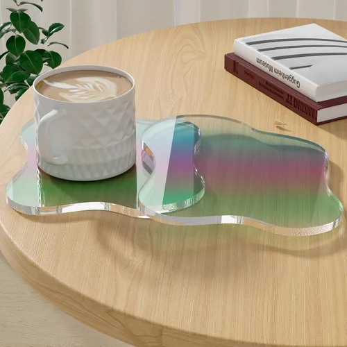 Vista 28 de Posavasos Decorativos de Acrílico, Posavasos Irregulares para Bar y Bebidas, Posavasos para Taza de Café con Forma de Nube Transparente, Perfecto