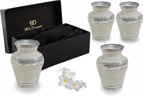 Vista 19 de BOLD&DIVINE Urna texturizada de esmalte perlado Urna conmemorativa texturizada de gránulo divino para cenizas humanas, funeral, entierro