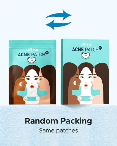 Vista 9 de LitBear - Parches para acné grandes, parches hidrocoloides para brotes Zit and Blemish, parches grandes para el acné para cara, barbilla, espalda