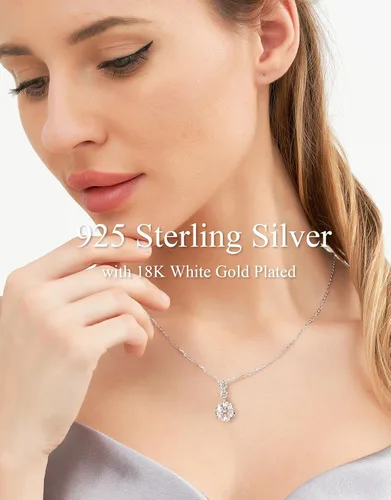 Vista 2 de Moissanite Pendant Necklace,3 Stones 2CT Round Cut S925 Eternity Diamond Pendant Necklace,Hypoallergenic Anniversary Birthday Wedding Bridal Jewelry