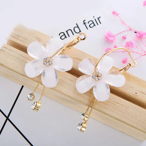 Vista 9 de 1 par de aretes colgantes con forma de gota y colgante, aretes colgantes florales con diamantes de imitación para mujeres, adolescentes, niñas