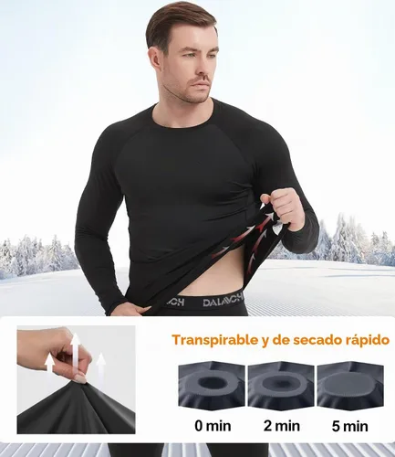 Vista 4 de Dalavch Paquete de 5 camisas de compresión térmica para hombre con forro 3 negro 1 blanco 1 gris