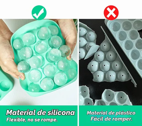Vista 3 de Webake Paquete de 2 bandejas de cubitos de hielo esféricos, 36 piezas pequeñas redondas de 1.1 pulgadas, moldes de silicona flexibles para cócteles
