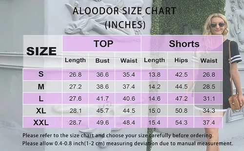 Vista 5 de Aloodor Conjunto de dos piezas para mujer, conjunto de pantalones cortos de verano con bolsillos