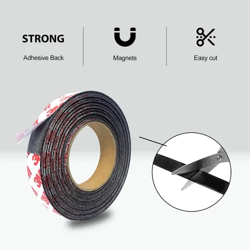 Vista 4 de CHUNNIAO Cinta magnética delgada de 0.012", 1 rollo (30'L x 0.6"W), tiras con respaldo adhesivo para papel fotográfico, exhibición de imágenes