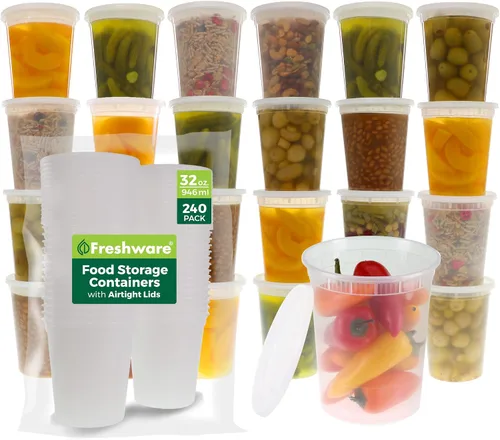 Vista 12 de Freshware Contenedores de almacenamiento de alimentos con tapas [8/16/32 oz x 20 cada uno, 60 juegos] recipientes para delicatessen, aptos