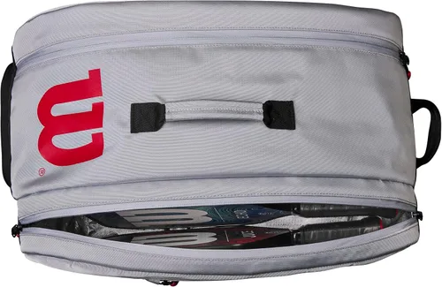 Vista 7 de WILSON Super Tour - Bolsa de pickleball con capacidad para hasta 3 paletas, gris/rojo/negro