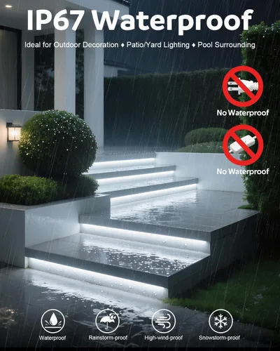 Vista 3 de Aclorol Tira de luces LED COB de 110 V para exteriores, impermeable, 6.56 pies/2M, luz diurna blanca 6000 K CRI90+ flexible y Unifrom tira de luz