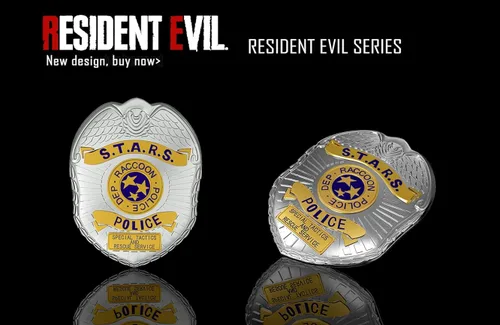 Vista 4 de X-COSTUME Resident Evil 2 Remark RPD Pin Badge STARS Badge Shield Prop Cosplay Accesorios Ventiladores Colección