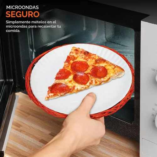Vista 5 de Stock Your Home Soporte para platos de papel de bambú de 10 pulgadas (4 unidades) – Soportes de platos de papel reutilizables de mimbre resistente