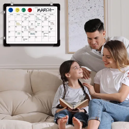 Vista 6 de Polegas Calendario de pizarra blanca de borrado en seco, pizarra blanca magnética de borrado en seco, calendario mensual de 16 x 12 pulgadas