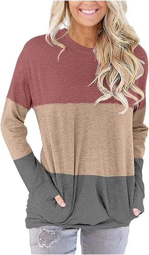 Vista 2 de Angerella - Blusas casuales con bolsillos y de corte holgado para mujer