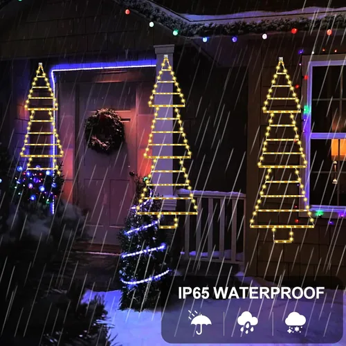 Vista 6 de Luces de Decoraciones Navideñas para Exteriores 4.6 Pies (1.4 metros) Luces LED de Árbol de Navidad, 175 Luces LED de Escalera Navideña para Pared