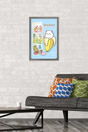 Vista 2 de Trends International Bananya - Póster de pared de collage, 14.72 x 22.37 pulgadas, versión enmarcada de madera de granero