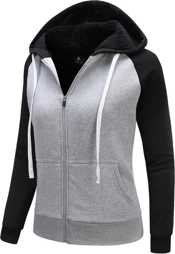 Vista 2 de ZITY Sudaderas con capucha para mujer, chaqueta de forro polar para invierno con forro