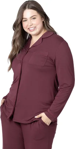 Vista 4 de Kindred Bravely Clea Bamboo Classic - Conjunto de pijama de manga larga para maternidad y lactancia
