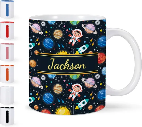 Vista 8 de Taza de cerámica de Navidad personalizada para niños, niñas, adultos con nombre personalizado, tazas de café de chocolate caliente, taza de té de 11