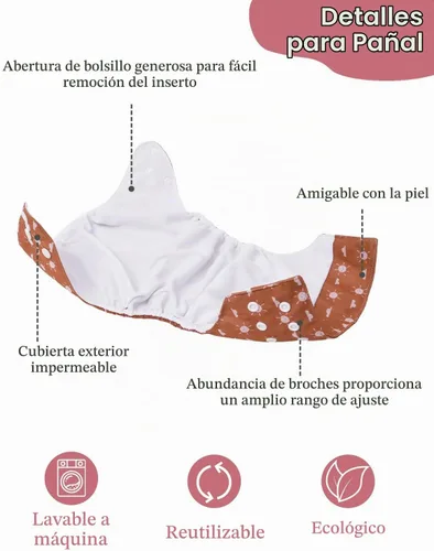 Vista 2 de babygoal AWJ Pañales de tela con panel abdominal, paquete de 13, 6 fundas de pañal con 6 insertos y bolsa seca para humedad, ajustables, lavables