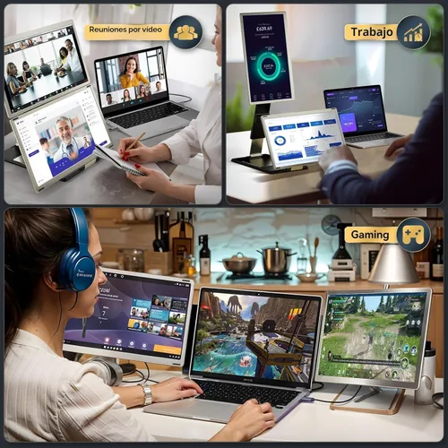 Vista 7 de Teamgee Triple - Extensor de pantalla para laptop, USB-C HDMI Plug and Play Monitor portátil