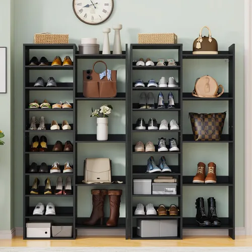 Vista 11 de Furnify Zapatero de 14 niveles, organizador de zapatos moderno de 152 cm de altura, gabinete de almacenamiento de zapatos con compartimentos