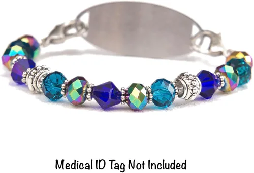 Vista 45 de Pulsera elástica de alerta médica, pulsera de identificación médica de repuesto intercambiable, etiqueta de identificación no incluida, cristales