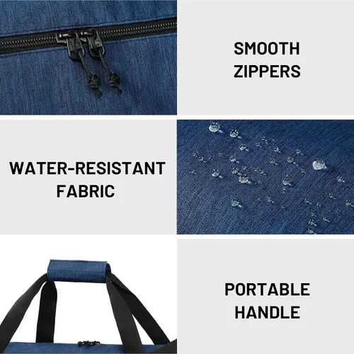 Vista 7 de MIER Bolsa de deporte redonda con compartimento para zapatos y bolsillo húmedo, bolsa de mano ligera para hombres y mujeres, entrenamiento, fitness