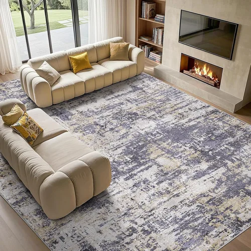 Vista 34 de Tortania Alfombra redonda lavable de 5 pies para sala de estar: Alfombra moderna abstracta neutra grande suave y delgada – Alfombra antideslizante
