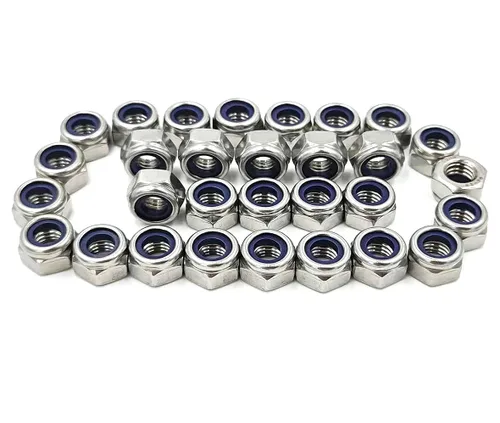 Vista 8 de Tuercas de bloqueo M6 x 0.039 in (100 unidades) Tuerca hexagonal métrica, tuercas de acero inoxidable 304 18-8 con inserto de nailon, acabado