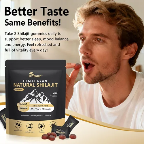 Vista 7 de Shilajit para hombres y mujeres – Gomitas Shilajit del Himalaya y resina de oro Shilajit 100% pura natural – Ashwagandha para hombres, ácido