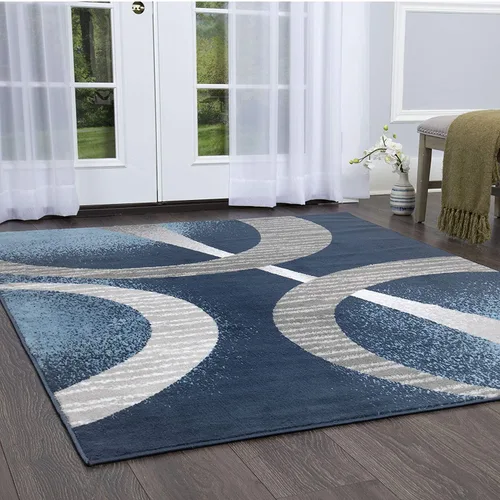 Vista 2 de Home Dynamix Premium Indus - Alfombra moderna para área, color azul medianoche, gris, 1'9"x7'2" Azul/Gris