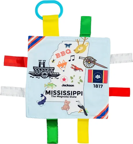Vista 33 de Baby Jack & Co - Cochecito de juguete para bebés de 8 x 8 pulgadas con etiqueta del estado de Arkansas, juguetes arrugados para desarrollar cinco