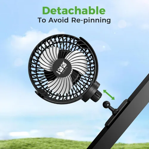 Vista 8 de 10L0L Ventilador magnético para carrito de golf recargable, 10000 mAh N54 Ventilador de enfriamiento portátil con 3 velocidades, cabezal giratorio
