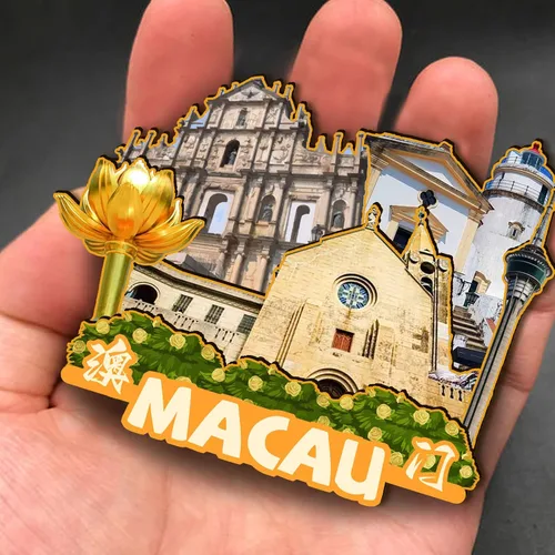 Vista 4 de China Macao imán de madera 3D imanes de nevera viajes coleccionables recuerdos decoraciones artesanías hechas a mano