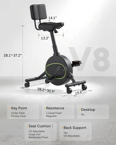 Vista 9 de FLEXISPOT Bicicleta de ejercicio con escritorio 2D, bicicleta bajo escritorio que ahorra espacio con escritorio removible, bicicletas estacionarias