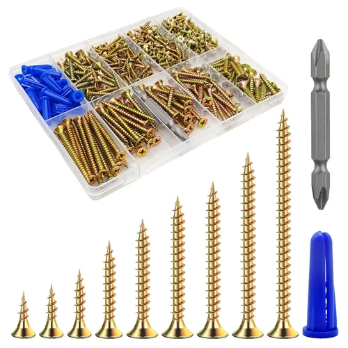 Vista 36 de Wensilon # 4X1 (460PCS) Tornillo de madera negro de cabeza plana 3X25, cabeza plana autorroscante de metal rápido