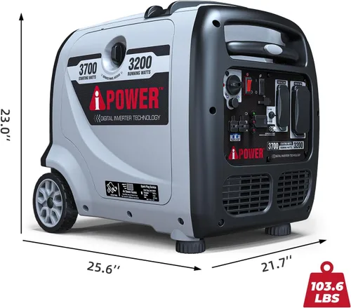 Vista 9 de A-iPower Generador inversor portátil, listo para autocaravana de 3700 W, cumple con la EPA, portátil con mango telescópico para uso doméstico
