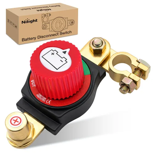 Vista 15 de Nilight Battery Disconnect Switch with Waterproof Key and Cover 12V 24V On Off Battery Master Isolator Cut Off Power Kill Switch for Car Marine Boat
