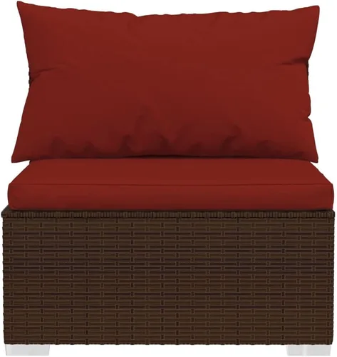 Vista 4 de Ensemble de Salon de Jardin 5 Pièces Brun Cannelle Rouge, Meuble d'Extérieur Modulable Pour Terrasse Balcon, Résistant aux UV et à l'Eau avec