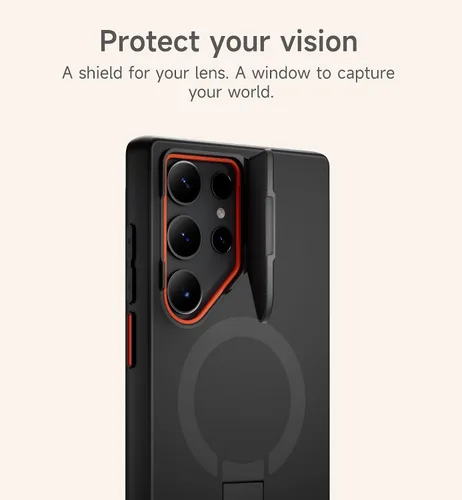 Vista 5 de SURITCH Funda protectora magnética para Samsung Galaxy S23 Ultra, funda protectora magnética con cubierta de cámara y soporte de metal ajustable