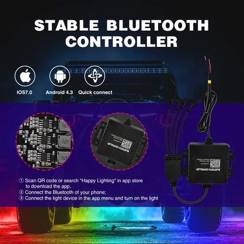 Vista 4 de Nilight Kit de luces LED RGB (4 cápsulas) y kit de arnés de cableado de barra de luz LED NI-WA 06