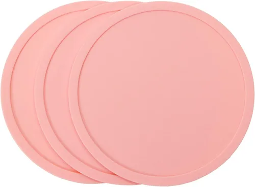 Vista 15 de ONLYKXY 3 posavasos de silicona de 3.93 pulgadas, posavasos redondos para bebidas, café, té (negro)