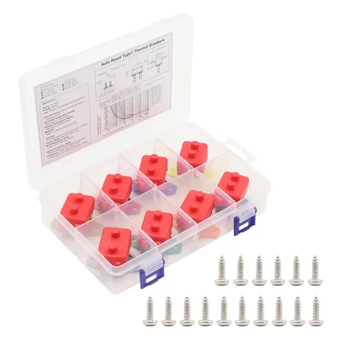 Vista 4 de Disyuntor de reinicio automático de 12V 24V con perno prisionero y cubierta 5A 10A 15A 20A 25A 30A 40A 50A Amp Kit surtido de interruptores