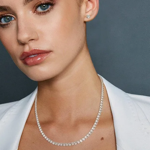 Vista 3 de BriLove Conjunto de aretes colgantes para mujer, diseño de lágrima y circonita cúbica, 8 unidades, collar en Y, collar en Y, Zirconia cúbica Latón